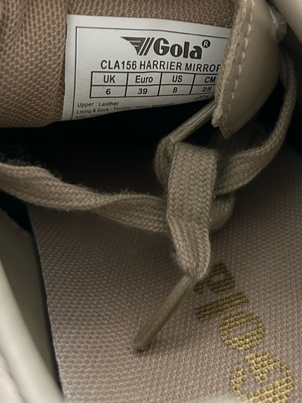 New Gola Harrier Mirror Sneakers Bone Gold